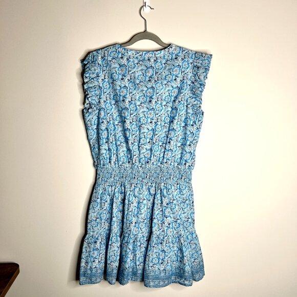 Vineyard Vines Blue Floral Drop Waist Tasseled Mini Boho Dress Beachy Resortwear - Picture 6 of 6